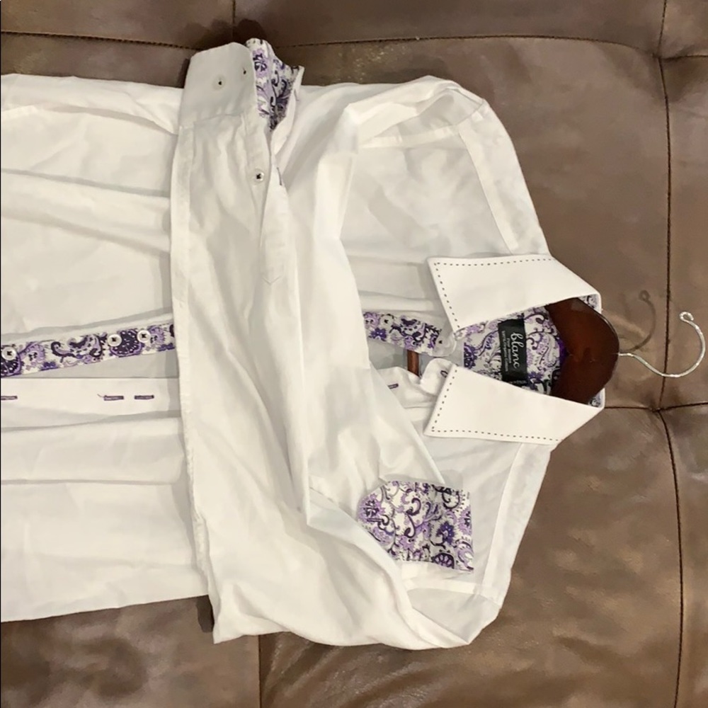 White / Paisley long sleeve - L - slim fit